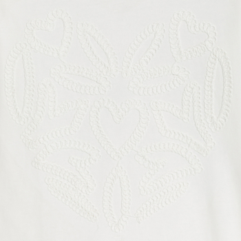 تيشيرت بأكمام طويلة مطرز باللون الأبيض للفتيات